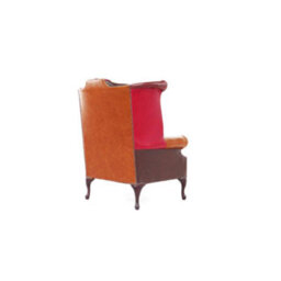 Chesterfield Patchwork High Back Wing Chair Old English Real Leather In Queen Anne Style - thumbnail 8