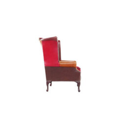 Chesterfield Patchwork High Back Wing Chair Old English Real Leather In Queen Anne Style - thumbnail 6