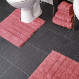 Allure Bath Fashions Ribbed Two Piece Bath Mat & Toilet Mat Set - Rose Pink - thumbnail 2