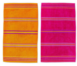 Catherine Lansfield Rainbow Stripe Cotton 75X50Cm Beach Towel Pair Pink/orange - thumbnail 5