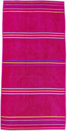 Catherine Lansfield Rainbow Stripe Cotton 75X50Cm Beach Towel Pair Pink/orange - thumbnail 3