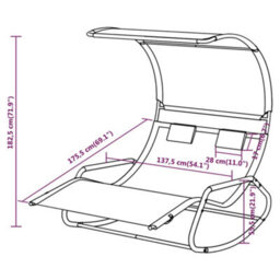 Berkfield Rocking Double Sun Lounger With Canopy Black And Cream - thumbnail 6