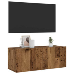 Berkfield Wall Mounted Tv Cabinet Old Wood 80X30X30 Cm Engineered Wood - thumbnail 1