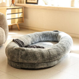 Large Human Dog Bed Pets Giant Beanbag Bed Washable Fur Cover, Blanket - thumbnail 5