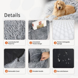 Large Human Dog Bed Pets Giant Beanbag Bed Washable Fur Cover, Blanket - thumbnail 6