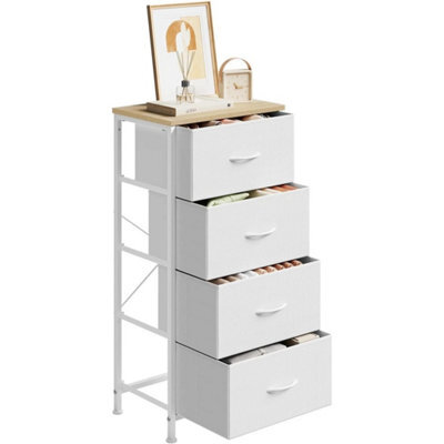 White Modern Bedroom Storage Chest 4 Fabric Drawers - image 1