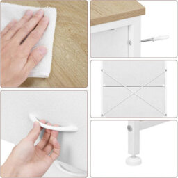 White Modern Bedroom Storage Chest 4 Fabric Drawers - thumbnail 4
