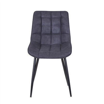 Slate 2Pcs Faux Matte Suede Leather Dining Chairs W/padded Seat And Metal Legs Alba - image 1