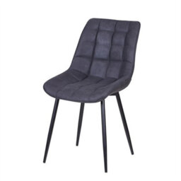 Slate 2Pcs Faux Matte Suede Leather Dining Chairs W/padded Seat And Metal Legs Alba - thumbnail 2