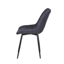 Slate 2Pcs Faux Matte Suede Leather Dining Chairs W/padded Seat And Metal Legs Alba - thumbnail 3