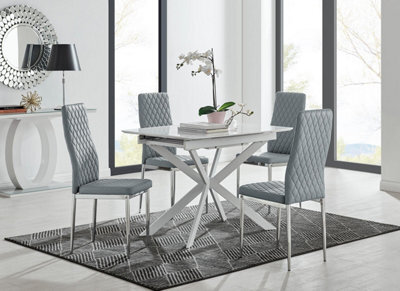 Furniturebox Uk Lira 100 Extending Dining Table And 4 Grey Milan Chairs - image 1