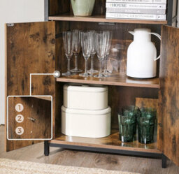 Songmics Vasagle Bookcase, Book Cabinet, Shelf, Kitchen Cabinet With 2 Open Compartments, Multifunctional, Industrial, Vintage Brown - thumbnail 6