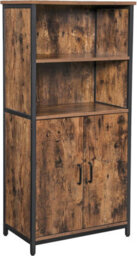 Songmics Vasagle Bookcase, Book Cabinet, Shelf, Kitchen Cabinet With 2 Open Compartments, Multifunctional, Industrial, Vintage Brown - thumbnail 7