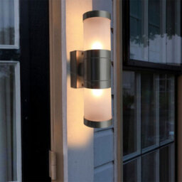 Long Life Lamps Company Stainless Steel Up Down Wall Light Frosted Glass Cover Ip44 Garden Wall Light Zlc017 - thumbnail 8