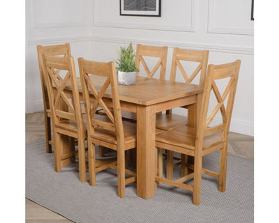 That's Furniture Hampton 120Cm - 160Cm Oak Extending Dining Table And 6 Chairs Dining Set With Berkeley Chairs - image 1