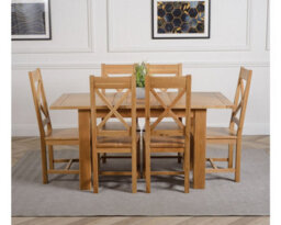 That's Furniture Hampton 120Cm - 160Cm Oak Extending Dining Table And 6 Chairs Dining Set With Berkeley Chairs - thumbnail 3