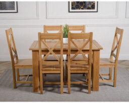That's Furniture Hampton 120Cm - 160Cm Oak Extending Dining Table And 6 Chairs Dining Set With Berkeley Chairs - thumbnail 2