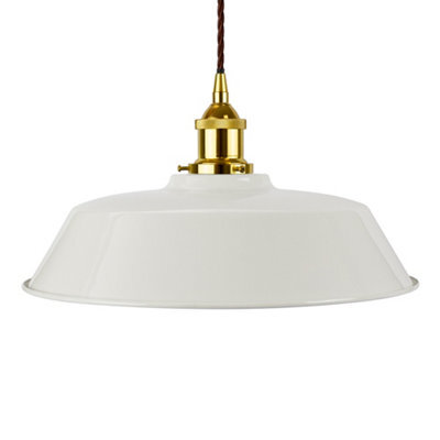 Pale Grey Chancery Painted Dome Pendant Light With Gold Lamp Holder And Brown Twisted Cable - Se Home - image 1