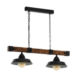 Stylish Black And Rustic Wood Pendant Light For Kitchen And Dining Areas - thumbnail 1
