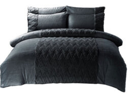 Homes & Linen Amari Teddy Fleece Charcoal Duvet Cover Set With Pillowcases Ultra Soft Plush Cosy Bedding Set - thumbnail 2
