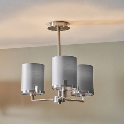 Pacific Lifestyle Midland Brushed Nickel And Grey Marble Effect 3 Arm Pendant - image 1