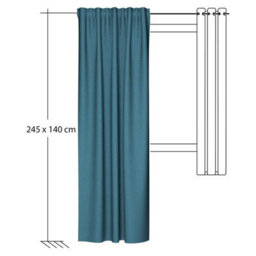 Bricoflor Blackout Curtain With Concealed Loops  - Blue - 2,45 X 1,40 M - Plain - thumbnail 5