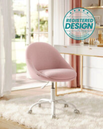 LEDREM Office Chair, Sherpa Fabric, Foam Padding, Adjustable Height, For Home Office, Study, Bedroom, Jelly Pink - thumbnail 2