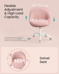 LEDREM Office Chair, Sherpa Fabric, Foam Padding, Adjustable Height, For Home Office, Study, Bedroom, Jelly Pink - thumbnail 6