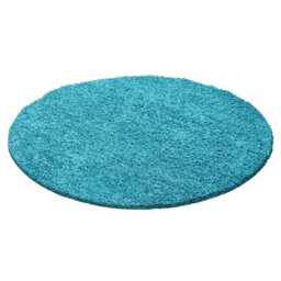 Abaseen 120Cm Teal Blue Thick Pile Soft Shaggy Modern Circluar Rug - thumbnail 1