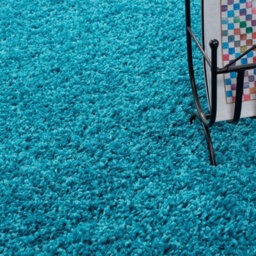 Abaseen 120Cm Teal Blue Thick Pile Soft Shaggy Modern Circluar Rug - thumbnail 3