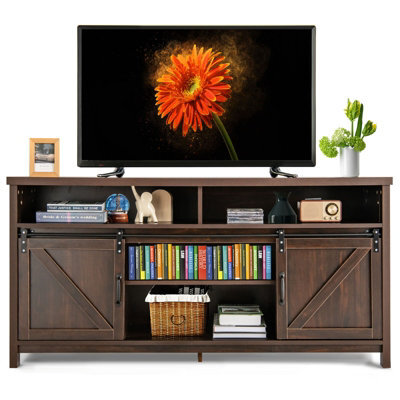 "Costway 150Cm Sliding Barn Door Tv Stand Farmhouse Flat Screen Console For Tvs Up To 65""" - image 1