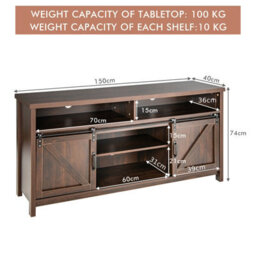 "Costway 150Cm Sliding Barn Door Tv Stand Farmhouse Flat Screen Console For Tvs Up To 65""" - thumbnail 2