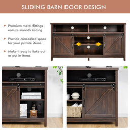 "Costway 150Cm Sliding Barn Door Tv Stand Farmhouse Flat Screen Console For Tvs Up To 65""" - thumbnail 6