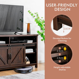 "Costway 150Cm Sliding Barn Door Tv Stand Farmhouse Flat Screen Console For Tvs Up To 65""" - thumbnail 7