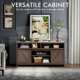 "Costway 150Cm Sliding Barn Door Tv Stand Farmhouse Flat Screen Console For Tvs Up To 65""" - thumbnail 5