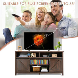 "Costway 150Cm Sliding Barn Door Tv Stand Farmhouse Flat Screen Console For Tvs Up To 65""" - thumbnail 8