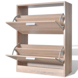 Walplus Oak Look Wooden Shoe Cabinet With 2 Compartments - thumbnail 4