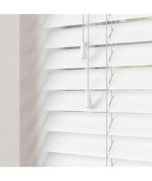 130Cm White Gloss Faux Wood Venetian With Strings 120Cm Drop - thumbnail 1