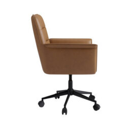 AmberGlo Brown Faux Leather Swivel Office Desk Chair - Hugh - thumbnail 5