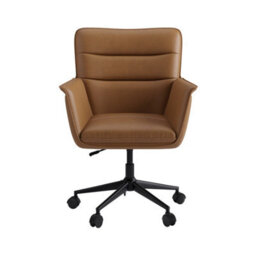 AmberGlo Brown Faux Leather Swivel Office Desk Chair - Hugh - thumbnail 4