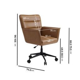 AmberGlo Brown Faux Leather Swivel Office Desk Chair - Hugh - thumbnail 2