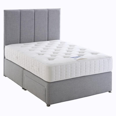 Divan Base Direct Dura Bed Crystal Orthopaedic Sprung Divan Bed Set 4'0 Small Double Large End Drawer- Wool Clay - image 1