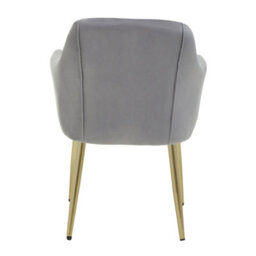 Orsina Grey Velvet Dining Chair, Mid-Century Modern Velvet Dining Chair, Stylish Grey And Gold Dining Chair - thumbnail 4