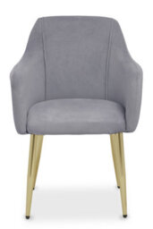 Orsina Grey Velvet Dining Chair, Mid-Century Modern Velvet Dining Chair, Stylish Grey And Gold Dining Chair - thumbnail 1