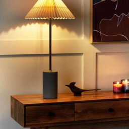 Beliani 68Cm Bedside Lamp - Adjustable Beige Shade, Concrete Base - thumbnail 1