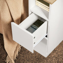 Sobuy Fbt149-Nw, Slim Bedside Table Bedside Cabinet Narrow Side Table Nightstand With 2 Drawers And Shelf,w33.5Xd20Xh60 - thumbnail 6