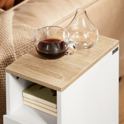 Sobuy Fbt149-Nw, Slim Bedside Table Bedside Cabinet Narrow Side Table Nightstand With 2 Drawers And Shelf,w33.5Xd20Xh60 - thumbnail 4