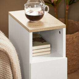 Sobuy Fbt149-Nw, Slim Bedside Table Bedside Cabinet Narrow Side Table Nightstand With 2 Drawers And Shelf,w33.5Xd20Xh60 - thumbnail 8