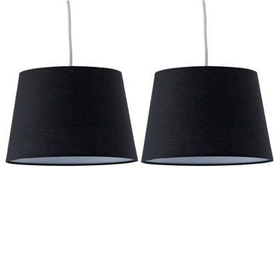 First Choice Lighting Set Of 2 Black Cotton 23Cm Tapered Cylinder Pendant Or Lamp Shades - image 1