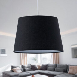 First Choice Lighting Set Of 2 Black Cotton 23Cm Tapered Cylinder Pendant Or Lamp Shades - thumbnail 5